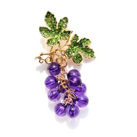 Fruit Brooch Grape String Rhinestones Plant Corsage Banquet Dress