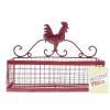 Single Basket Red Rooster Iron Wall Rack