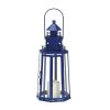 Metal Lighthouse Candle Lantern - Dark Blue
