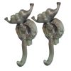2Pcs Retro Green Alien Figurine Wall Hooks Decorative Key Hooks Room Hangers