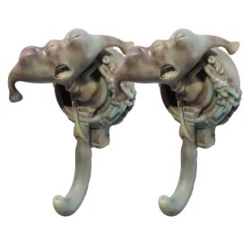 2Pcs Lifelike Alien Figurine Resin Hooks Decorative Key Hooks Wall Mounted Hangers, Retro Green