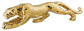 Boli Sitting Panther Resin Animal Sculpture, Gold - Size 8.5" x 40" x 7"