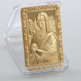 Da Vinci Mona Lisa Gold Plated Bar Commemorative Coin Collection Souvenir Art Bar
