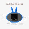 Cartoon Bunny Ears LED Wooden Digital Alarm Clock Voice Control Thermometer Display Blue
