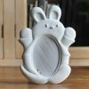 Cute 3x4.3 Resin Rabbit Picture Frame Cartoon Baby Photo Frame Desktop Display Decoration, White