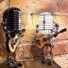 1PC Robot Microphone Creative Glow Model Ornaments Retro Decorations for playing guitar Desk lamp Home Decor Crafts