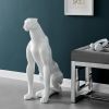Boli Sitting Panther Resin Animal Sculpture, White - Size 22" x 11" x 20"