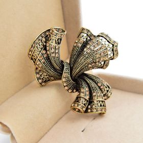 Vintage Bow Alloy Brooch Lady's Suit (Color: Champagne)