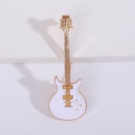 Women's Fashion Alloy Oil Drip Guitar Corsage (Color: White)
