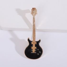 Women's Fashion Alloy Oil Drip Guitar Corsage (Color: Black)
