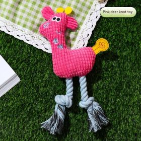 Animal Shape Cotton String Sounding Plush Toy (Option: Pink Deer-Pet Toys)
