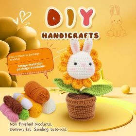 Crocheted Material Package Wool Crocheted Handmade Potted Flowers (Option: Rabbit Potted-Material Package English Video)