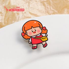 Cartoon Acrylic Brooch Cute Decorative Accessories (Option: Leisure girl)