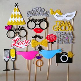 Hand Holding Wedding Funny Photography Props Paper Beard (Option: Gold Powder Aiqingniao-Free Size)