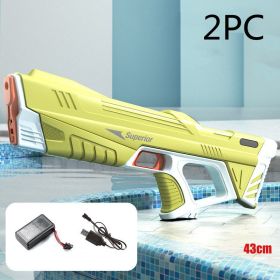 Summer Full Automatic Electric Water Gun Toy Induction Water Absorbing High-Tech Burst Water Gun Beach Outdoor Water Fight Toys (Option: Yellow 2PC-USB)