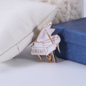 Women's Fashion Personality Environmental Protection Alloy Small Piano-shaped Brooch (Color: White)