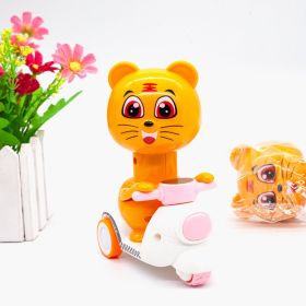 Press Small Yellow Duck Rooster And Dog Pig Cow Panda Card Motorcycle Children's Toy (Option: Tiger)