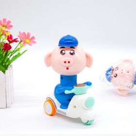 Press Small Yellow Duck Rooster And Dog Pig Cow Panda Card Motorcycle Children's Toy (Option: Piggy)