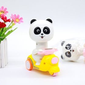 Press Small Yellow Duck Rooster And Dog Pig Cow Panda Card Motorcycle Children's Toy (Option: Panda)