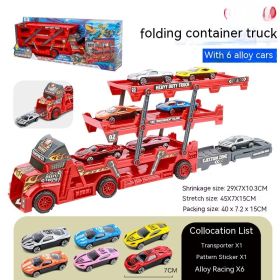 Children's Catapult Folding Container Truck DIY Launch Alloy (Option: Red With 6 Alloy)