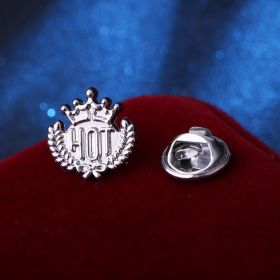 Men's Fashion Simple Three-pronged Five-pointed Star Shirt Brooch (Option: Silver Crown)