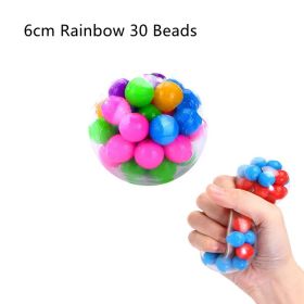 Stress Relief Ball Squeezing Toy TPR Soft Rubber Slow Rebound Vent Ball (Option: 6cm Rainbow 30 Beads)