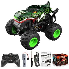 Music Light Remote Control 360 Degrees Rotary Dinosaur Head Shark Head Children's Toy Car (Option: T201 Green-120)