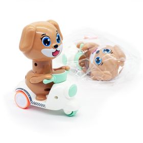 Press Small Yellow Duck Rooster And Dog Pig Cow Panda Card Motorcycle Children's Toy (Option: Puppy)