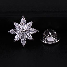 Crystal Small Brooch Collar Pin Gold-plated Micro Inlaid Zircon High-grade Anti-exposure Cap Ornament (Option: Platinum)