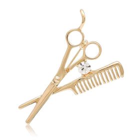 Creative Barber Scissors Comb Men's Pin (Option: Gold 3157 D 1)