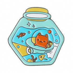 Cartoon Animal Drift Bottle Brooch Cute Cat (Option: Round flask)