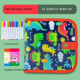 Children's Erasable Picture Book 14 Pages Double-sided Available Painting Book (Option: Dinosaur Red)
