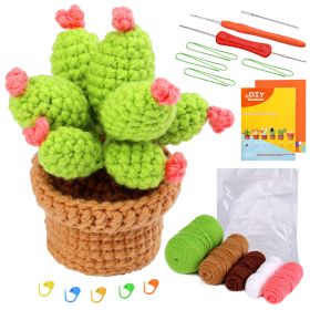 Crocheted Material Package Wool Crocheted Handmade Potted Flowers (Option: Bear Child-Material Package English Video)