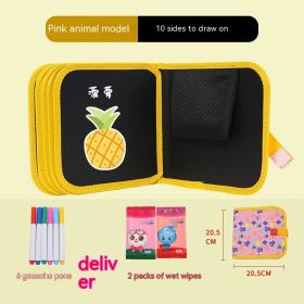 10-sided Children's Early Education Picture Book Double-sided Graffiti Drawing Board (Option: Pink Animal)
