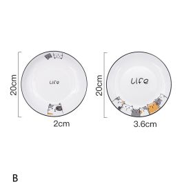 Cat Plate Vegetable Plate Deep Plate Household Ceramic (Option: B)
