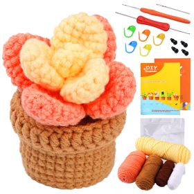 Crocheted Material Package Wool Crocheted Handmade Potted Flowers (Option: Pudding-Material Package English Video)