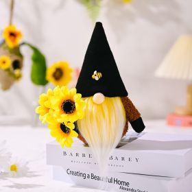 Decumbent Corydalis Tuber Face Doll Autumn Color Doll Ornaments (Option: Sitting Sunflower Doll Black)