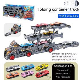 Children's Catapult Folding Container Truck DIY Launch Alloy (Option: Black With 6 Alloy)