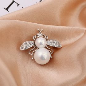 Cartoon Cute Bee Zircon Diamond Pearl Brooch (Option: 2style)