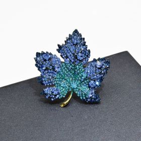 Fashionable And Elegant Blue Gradient Maple Leaf Brooch (Color: Blue)