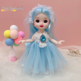 Wedding Doll Princess Dress-up Multi-joint Doll Girl Children's Toy (Option: Smurf-Gift Set)