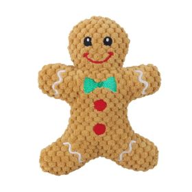 Plush New Pet Dog Plush Sound Toy Dogs And Cats Santa Claus Series Cartoon Cute Educational Supplies (Option: Gingerbread Man)