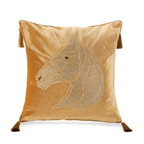 Bedroom Bedside Hot Drill Horse Head Pillow Cover (Option: Gold-50x50cm)