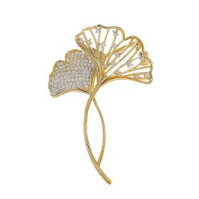 Ginkgo Leaf Brooch Female Lovely Retro Design (Option: X112 Ginkgo Gold)