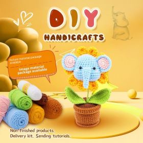 Crocheted Material Package Wool Crocheted Handmade Potted Flowers (Option: Elephant Potted-Material Package English Video)