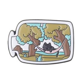 Cartoon Animal Drift Bottle Brooch Cute Cat (Option: Star Vase)