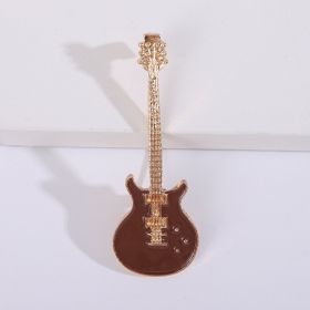 Women's Fashion Alloy Oil Drip Guitar Corsage (Color: Coffee)