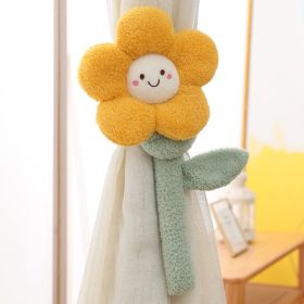 Cotton Flower Long Pillow Huge Funny Big Flower Cute Tulip Curtain Buckle Ins Style Tulip Cartoon Flower (Option: Yellow-100cm)