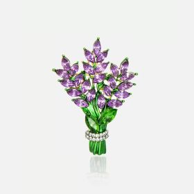 Women's Temperament Fashion Lavender Shape Brooch (Option: Dark Purple)
