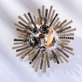 Women's Fashionable Airy Faux Gemstone Brooch (Color: Champagne)
